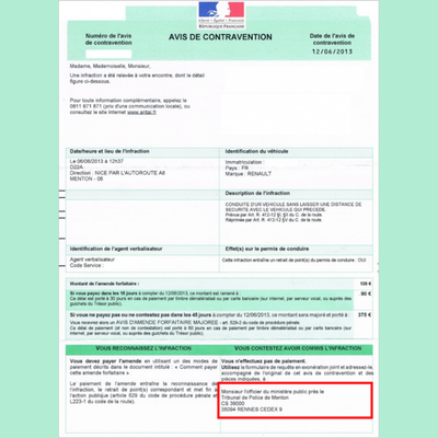 contravention initiale